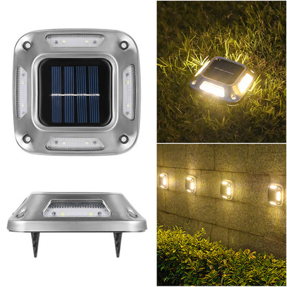 4Pcs 8LED Solar Powered Deck Lights Garden Path Wall Lamp -Warm White