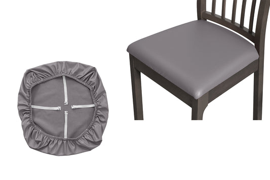 Waterproof PU Leather Dining Chair Seat Cover Grey