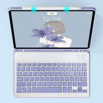Wireless Bluetooth Keyboard with Keyboard Case and Mouse Compatible with iPad 11 (A16) 2025 And 10th 10.9(2022) Purple