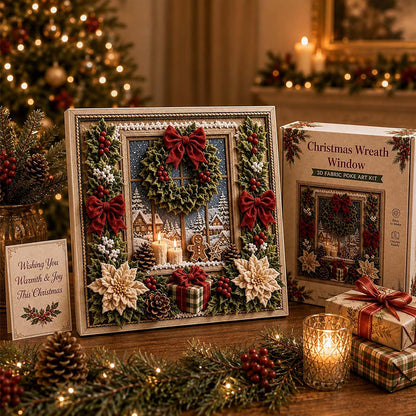 Framed Christmas Yarn Poke Fabric DIY Decoration Kit for Adults - Wreath