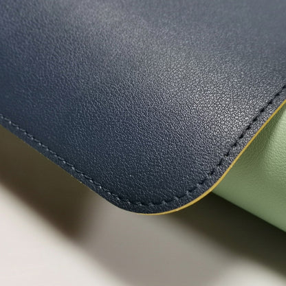Dual-Sided Leather Desk Pad and Mouse Mat-Yellow and Blue