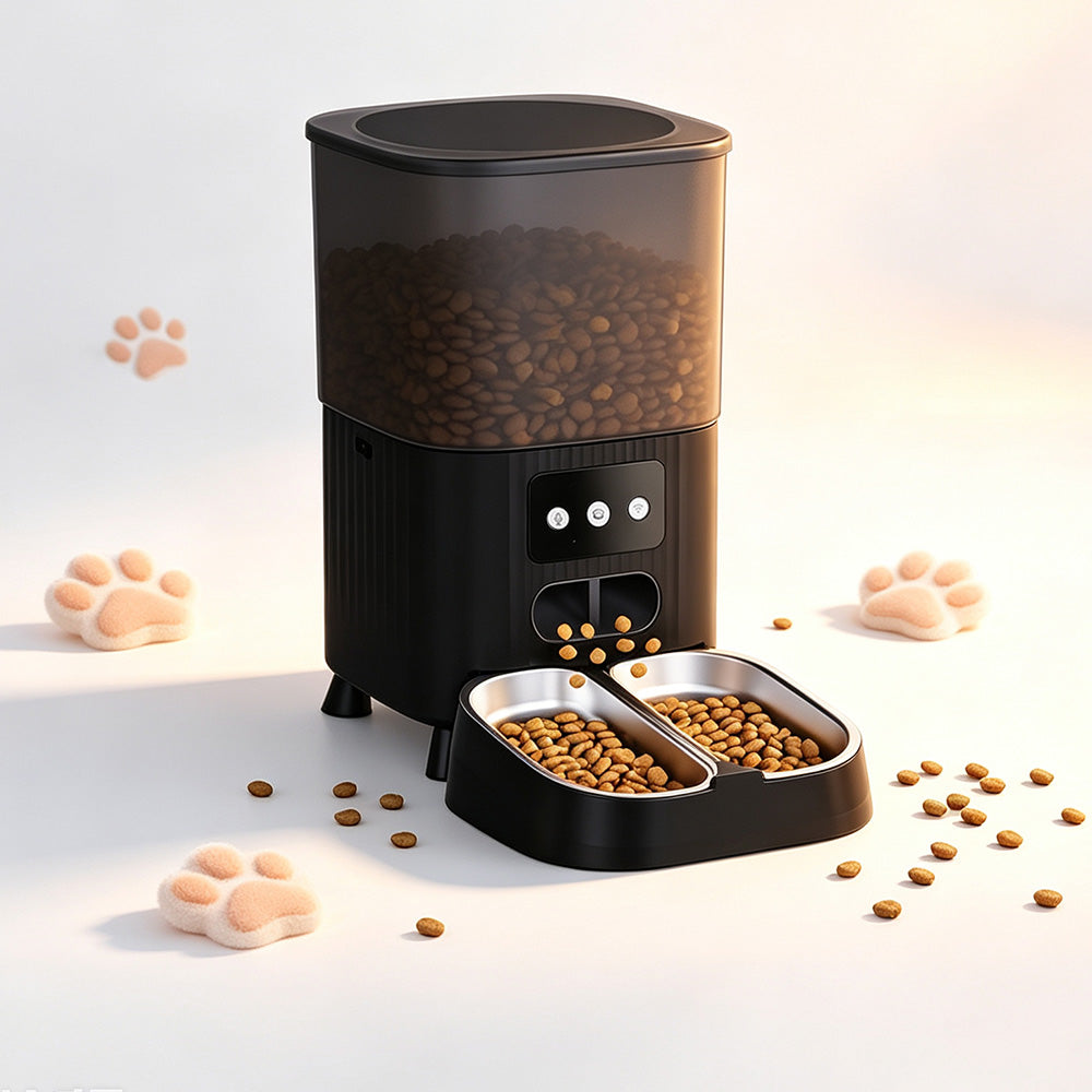 4.5L Automatic Cat Feeders with 2 Bowls and Timer-Black