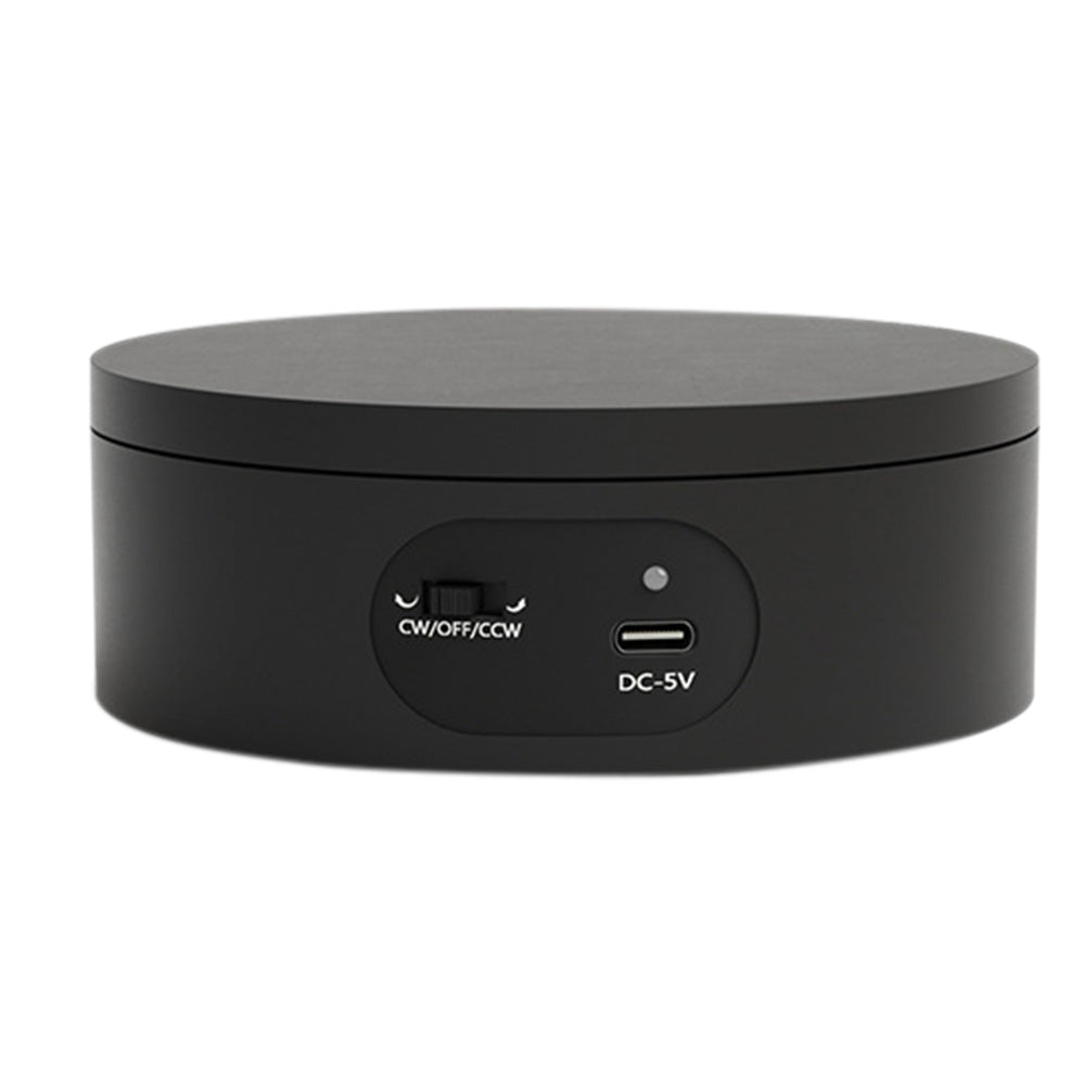 12cm Rotating Display Stand Dual Power Supply Turntable for Showcasing Cups Jewelry Black