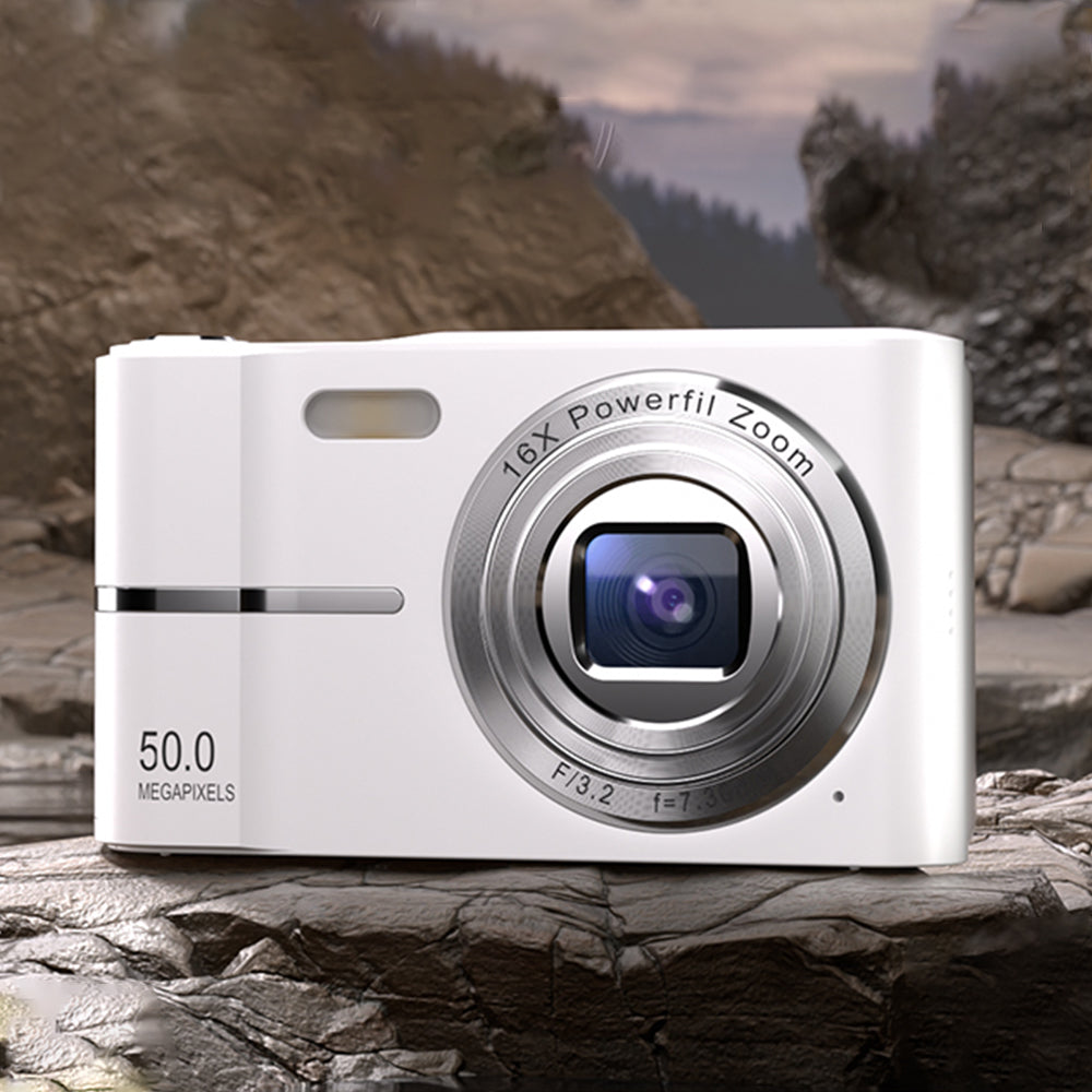 4K Digital Camera Autofocus 50MP HD 1080P Camera for Beginner Student with 32GB Memory Card Silver