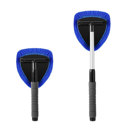 Extendable Windshield Cleaning Tool Set Car Window Microfiber Cleaner with 4 Replacement Microfiber Pads Blue