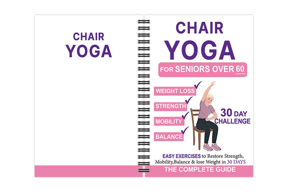 Chair Yoga Notebook for Seniors Wellness Exercises - White