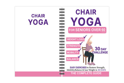 Chair Yoga Notebook for Seniors Wellness Exercises - White