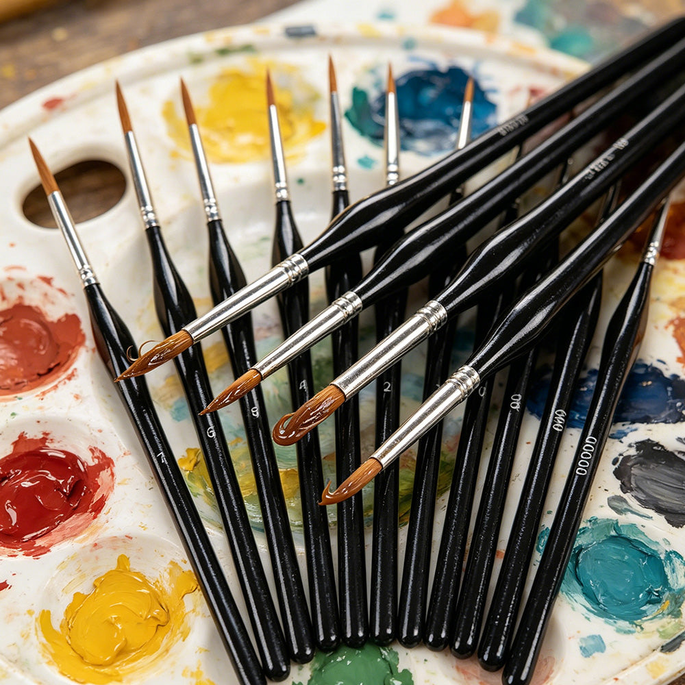 11 PCS Artist Paint Brush Set Detail Painting Brush-Black