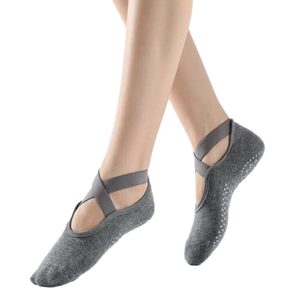 2 Pairs of Yoga Socks for Women Anti-slip Pilates Ballet Dance Socks One Size Gray