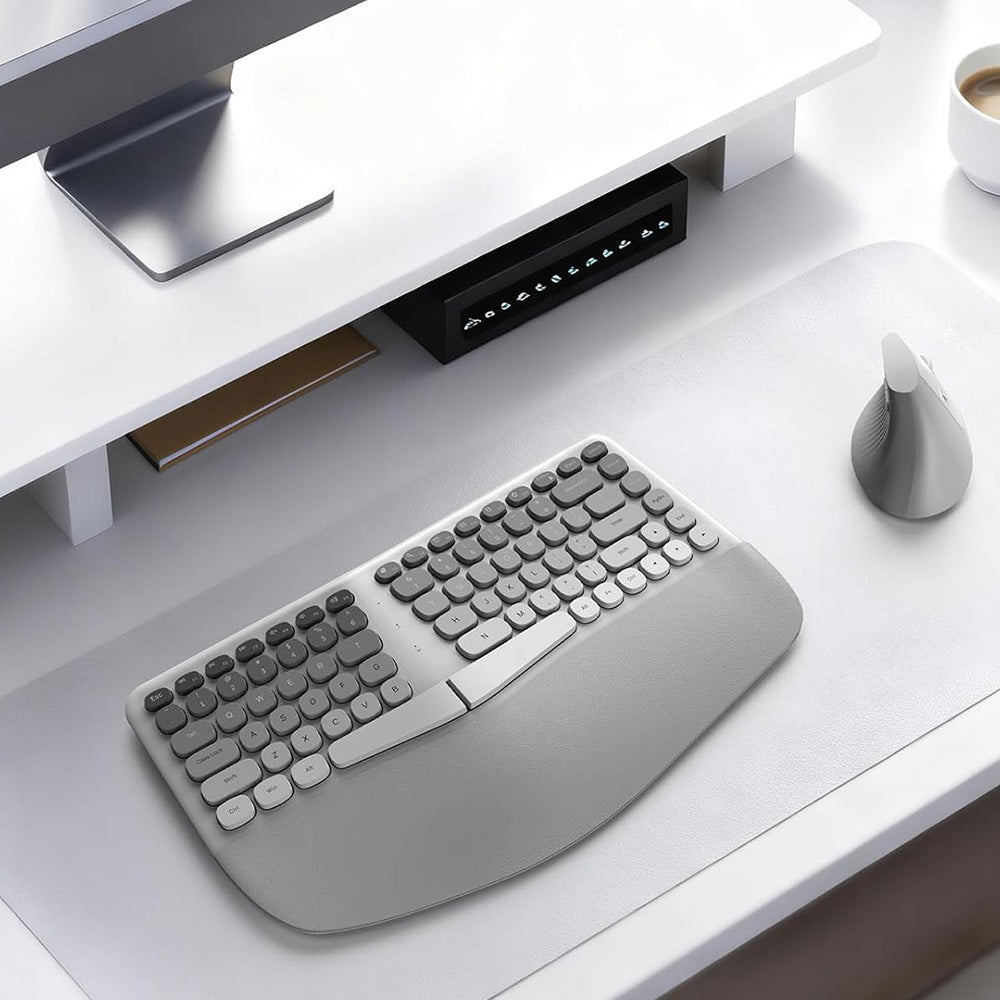 2.4G Wireless Keyboard and Mouse Set with Ergonomic Design 84 Key Keyboard and 6 Button Mouse-Grey