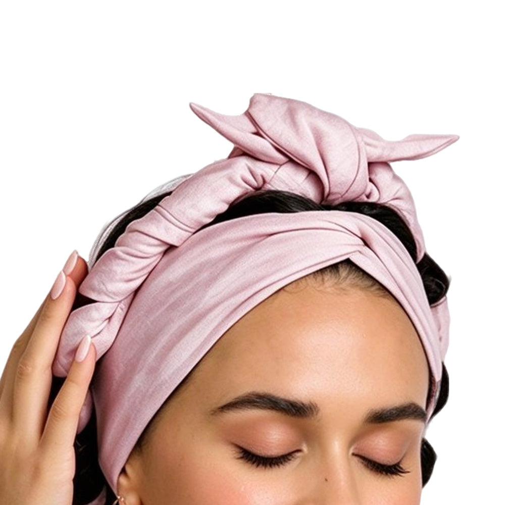 No Heat Hair Curler Lazy Overnight Heatless Curling Headband Pink