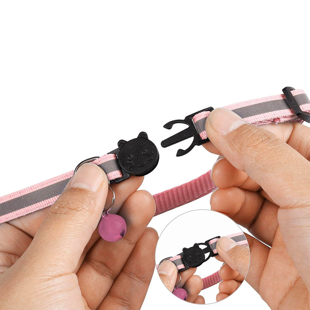Reflective Cat Collar Compatible with Apple Airtag Adjustable Airtag Holder for Cat Dog Kitten Puppy Pink