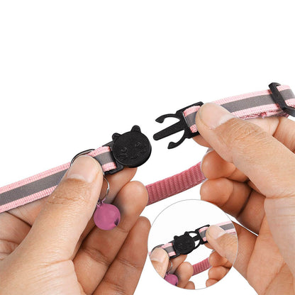 Reflective Cat Collar Compatible with Apple Airtag Adjustable Airtag Holder for Cat Dog Kitten Puppy Pink