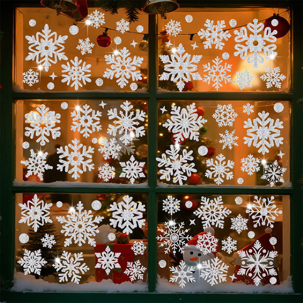 Christmas Window Clings ¨C Snowflakes Static Stickers in Gold and Silver for Holiday Decorations Style 2