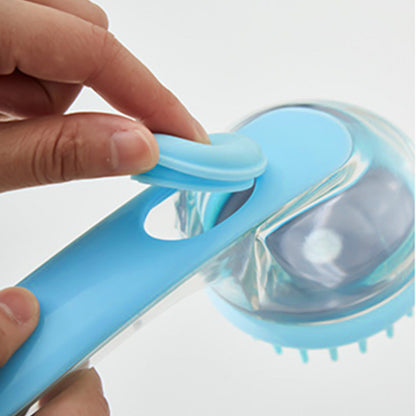 2-in-1 Pet Bath Brush with Built-in Shampoo Dispenser Dog Shampoo Bubble Maker Dog Cat Bathing Grooming Tool Blue