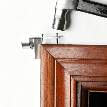 2Pcs Tap In Iron Curtain Rod Brackets -Grey