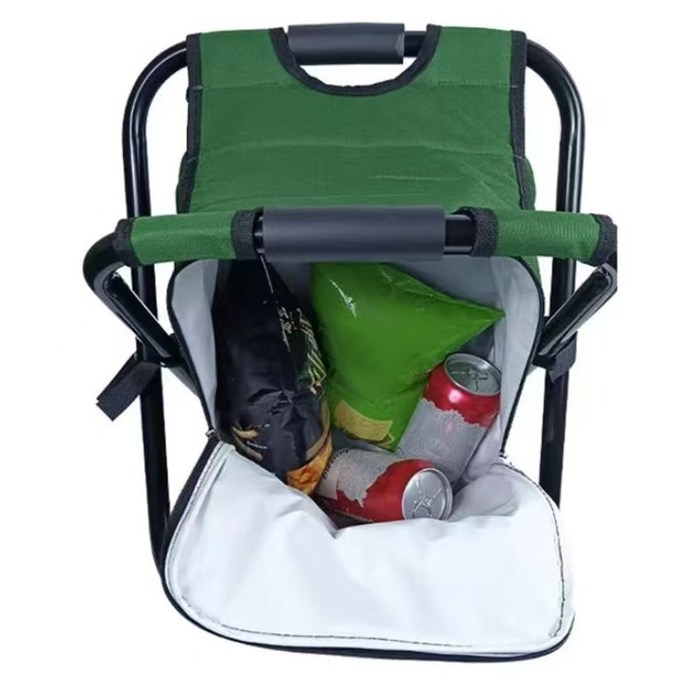 Portable Cooler Folding Stool Fishing Chair Multi-Function Outdoor Seat Green