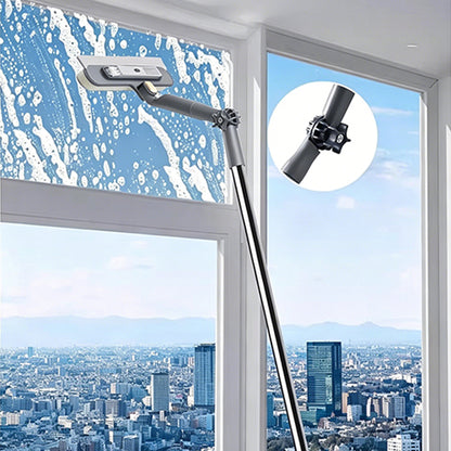 Telescopic Window Cleaner Tool with Squeegee and Scrubber-White