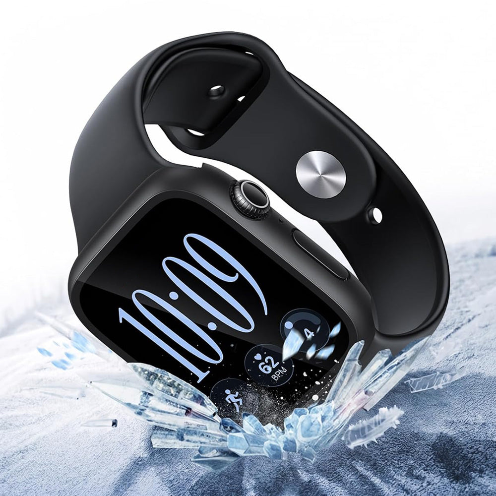 2 Piece Case and Screen Protector Set for Apple Watch Series 12 - Black