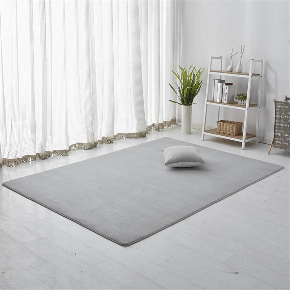 Coral Fleece Soft Carpet Fast Rebound Sponge Floor Mat-Grey