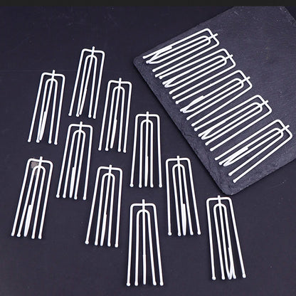 50Pcs 4 Prong Stainless Steel Pinch Pleat Curtain Hooks for Pleated Curtains-White