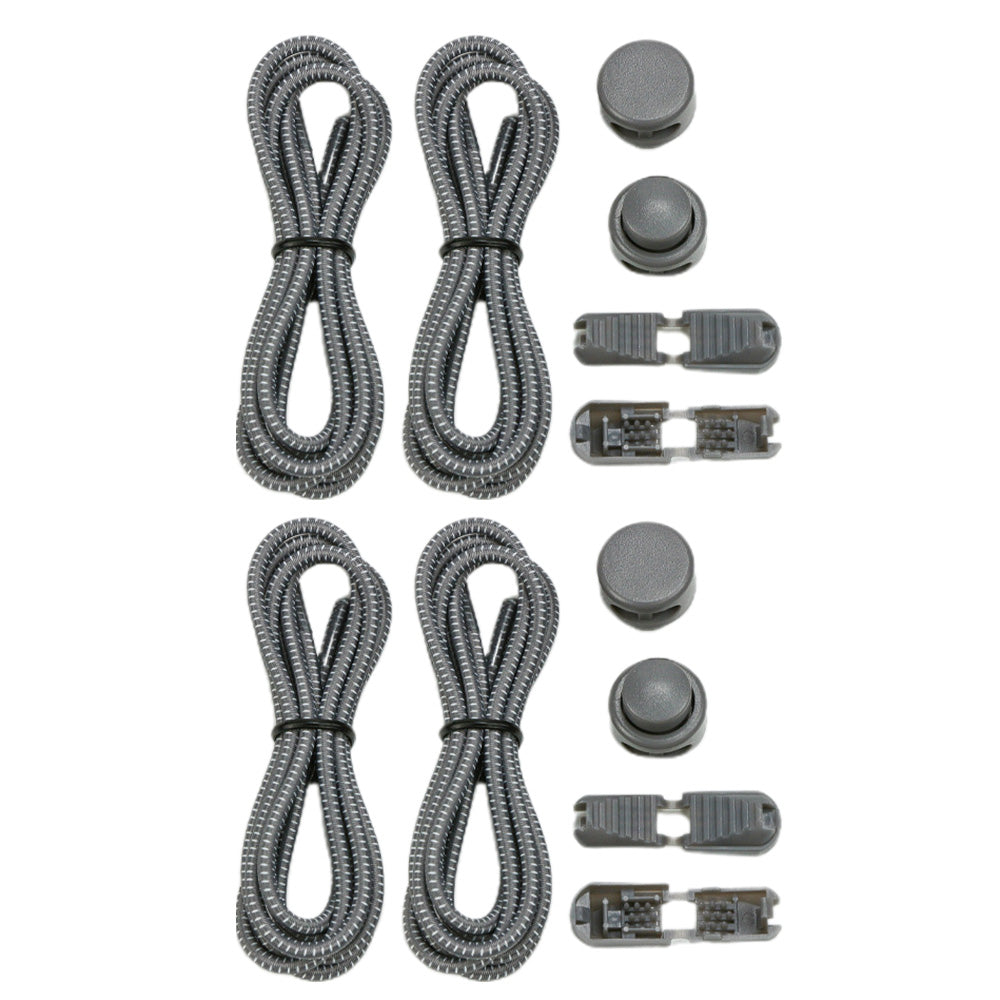 2 Pairs Elastic No Tie Shoelaces with Spring Lock-Grey