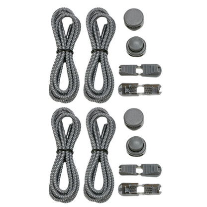2 Pairs Elastic No Tie Shoelaces with Spring Lock-Grey