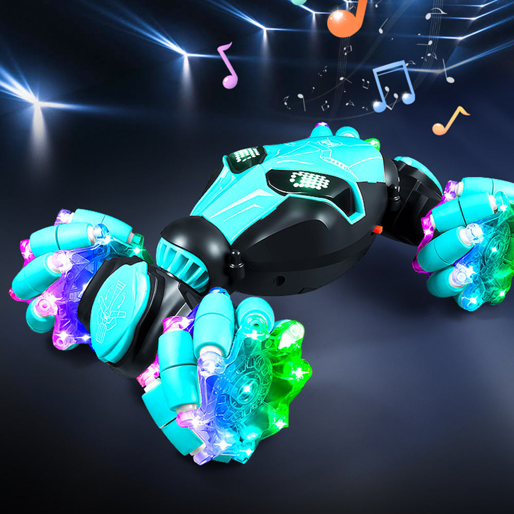 4WD Gesture Sensing RC Stunt Car with Drift Lights & Music Hand-Controlled Toy Blue