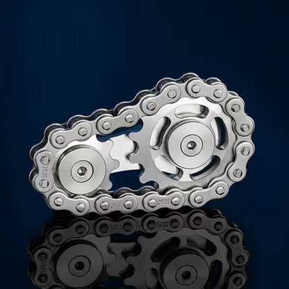 Bike Chain Fidget Toy Metal Spinner Stress Relief Focus Aid Silver