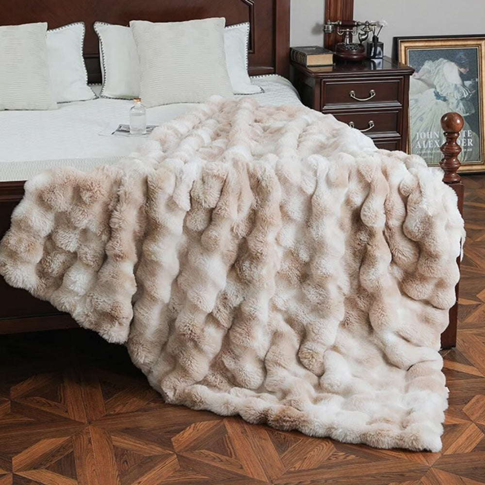 Bubble Tie Dye Throw Blanket Soft Cozy Microfiber Lightweight Warm for Couch-Khaki