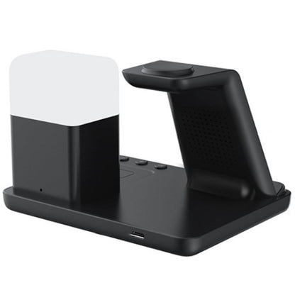 Wireless Charging Station with Alarm Clock Night Light 6-in-1 Charging Dock for Smartphone/Watch/Earbuds