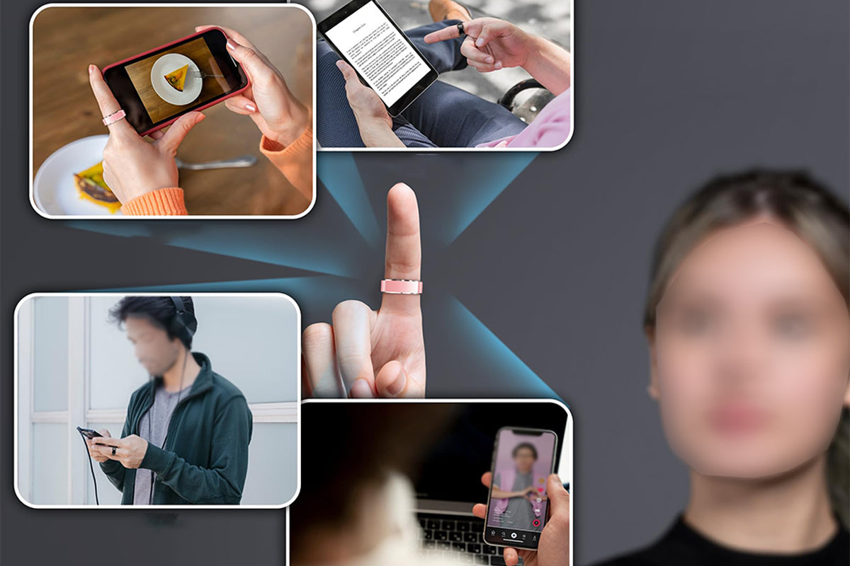 Gesture Control Smart Ring Health Tracker - Pink