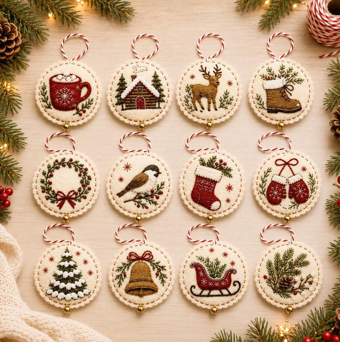 Christmas DIY Embroidery Felt Hanging Ornament Craft Kit For Adult  - Cup