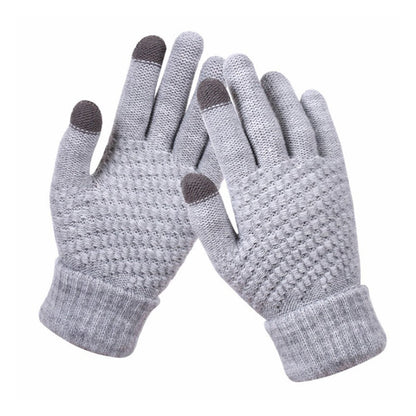 Pair of Winter Thermal Warm Gloves Touchscreen Sports Knit Gloves Grey