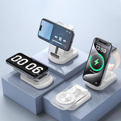 3-in-1 Wireless Charging Station for Apple Devices Wireless Charger Dock with Night Light White