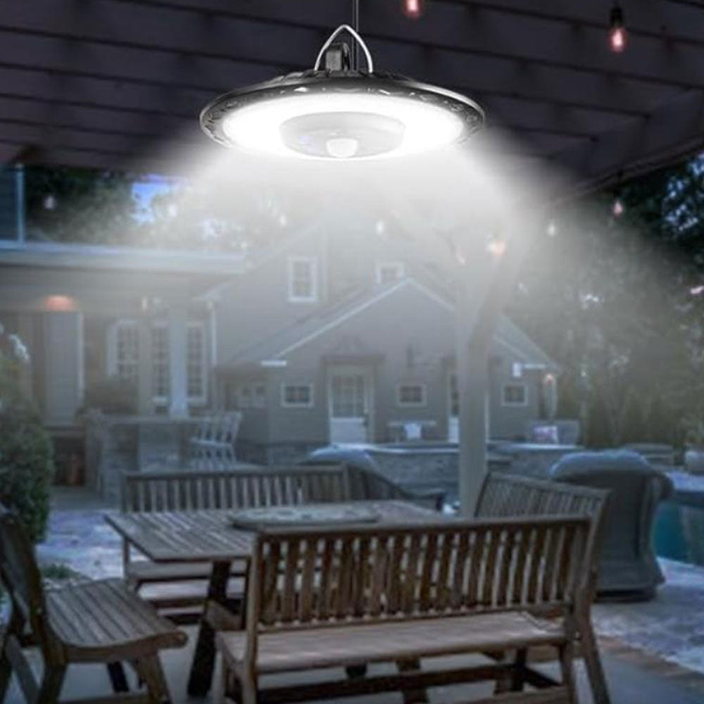 Solar 3 Modes Pendant Lights Dimmable Hanging Light with Remote Control for Barn Gazebo Yard Style 2