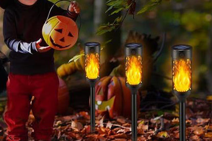 2Pcs Solar LED Tiki Torch With Flickering Flame Solar Outdoor Light