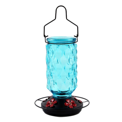 Stained Glass Hummingbird Feeder Wide Mouth Garden Decor-Blue