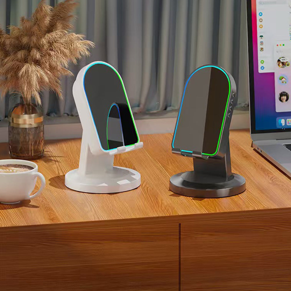 3-in-1 Wireless Induction Speaker with Phone Stand-White