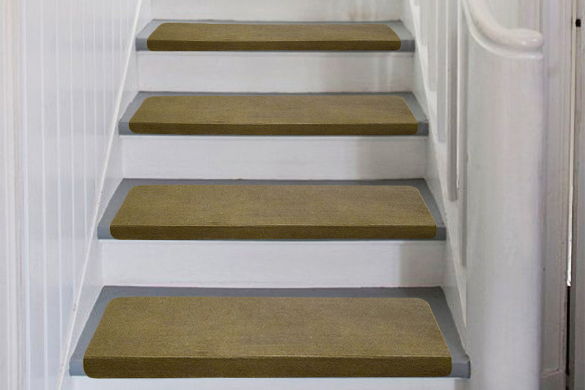 4Pcs Stairs Tread Mat Self-adhesive Cling Non Slip Wear-Resistant Carpet Mat-Coffee