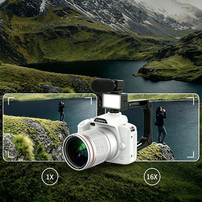 4K 64MP WiFi Dual Lens Digital Camera with Night Vision-White