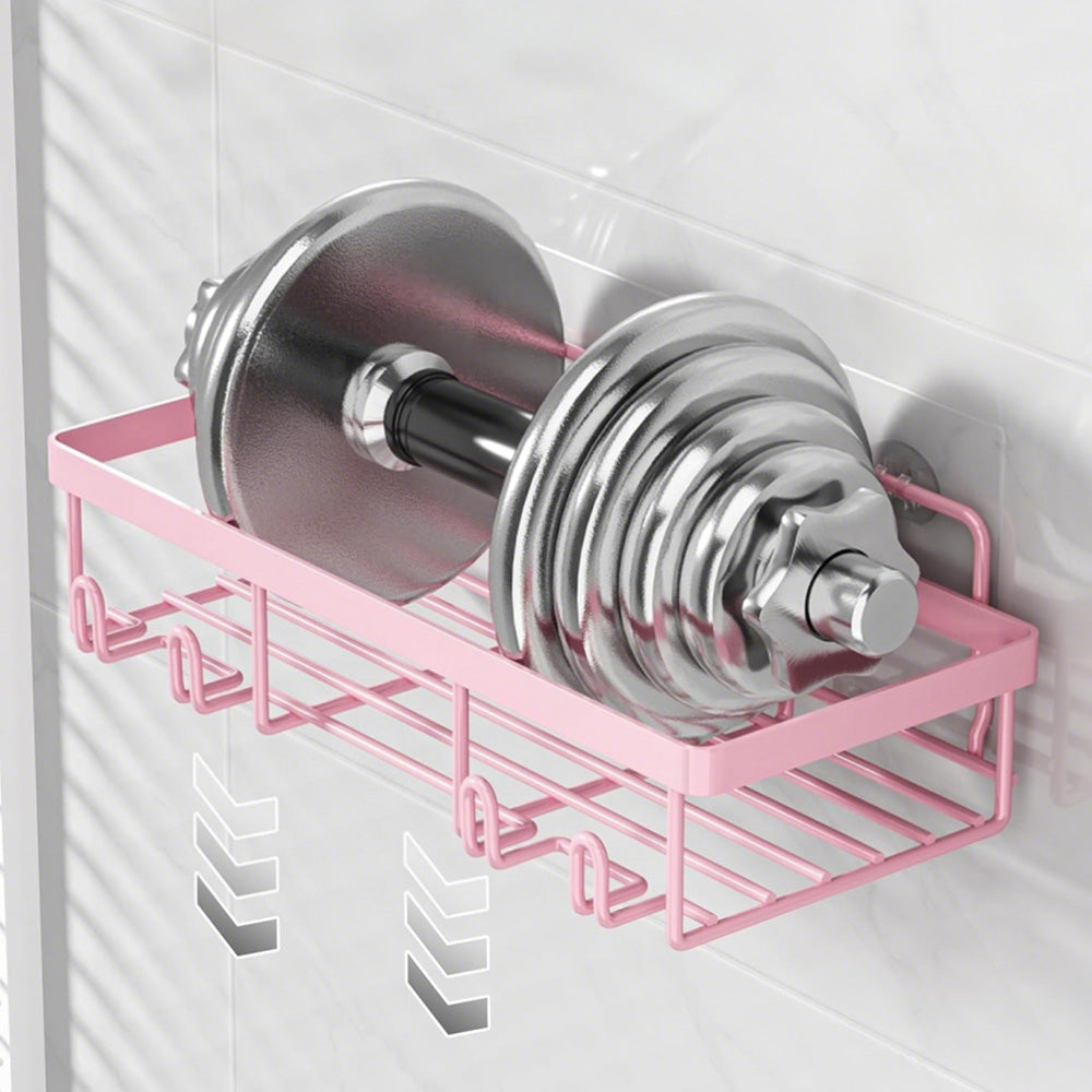 5Pcs Shower Caddy Adhesive Bathroom Wall Organizer Rack-Pink