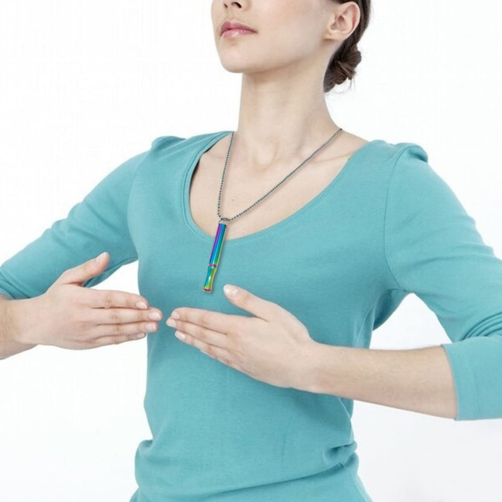 2Pcs Mindfulness Breathing Necklace Stainless Steel Breathe Pendant Meditation Tool Mixed Color