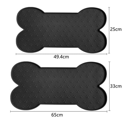 Dog Food Mats for Floors Waterproof Silicone Dog Bowl Mat with Raised Edge Black