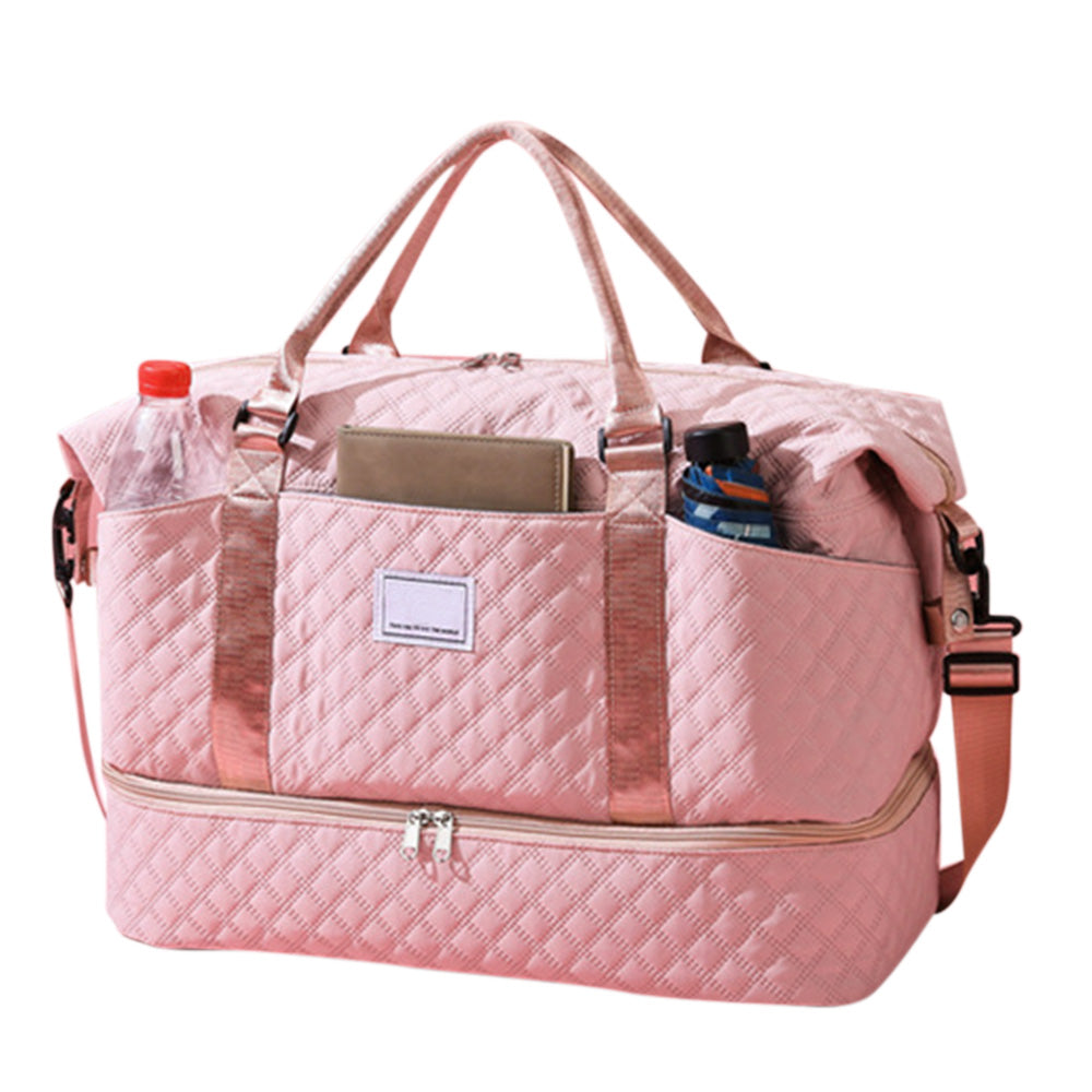 2Pcs Travel Duffle Bag Weekender Bags for Women with Shoe Compartment Hospital Bags-Pink