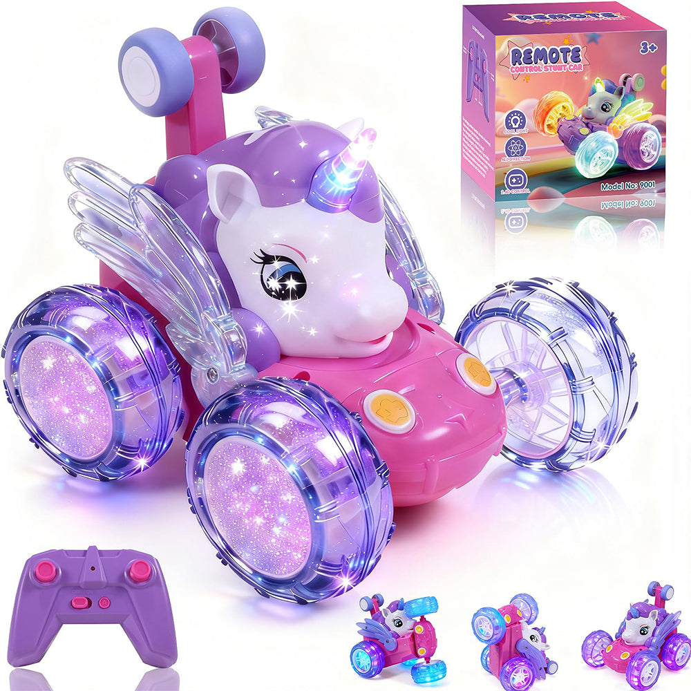 360 Degree Stunt RC Car with Lights Music Rollover Car - Purple