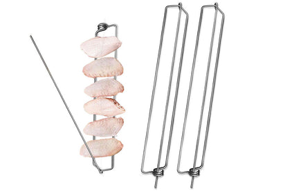 2Pcs Chicken Wing BBQ Fork Metal BBQ Grilling Fork Chicken Wing Grilling Rail
