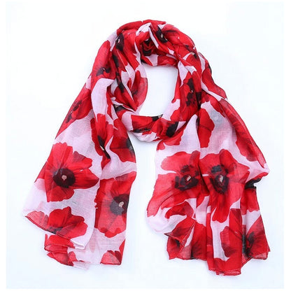 Women's Floral Print Scarf Lightweight Sheer Long Scarf for All Seasons Style A