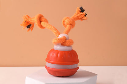 USB Rechargeable Motion Activated Rolling Dog Ball Toy Orange