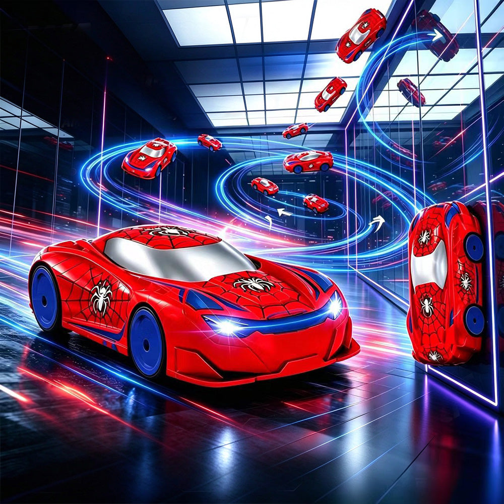 2.4G Dual-Sided Wall Climbing Remote Control Stunt Car with LED Lights - Blue